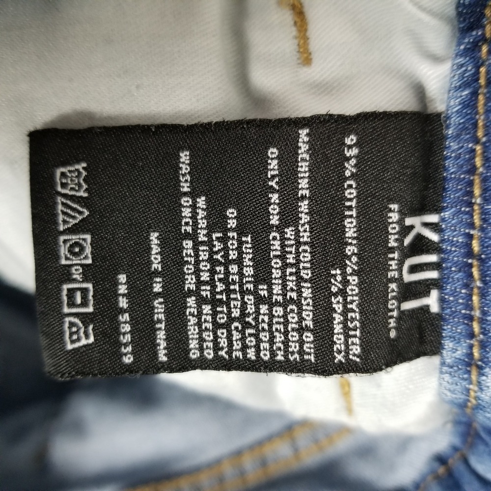 KUT from the Kloth Meg Wide Leg Jeans Women 4 Blue High Rise Raw Hem Distressed - Picture 6 of 9